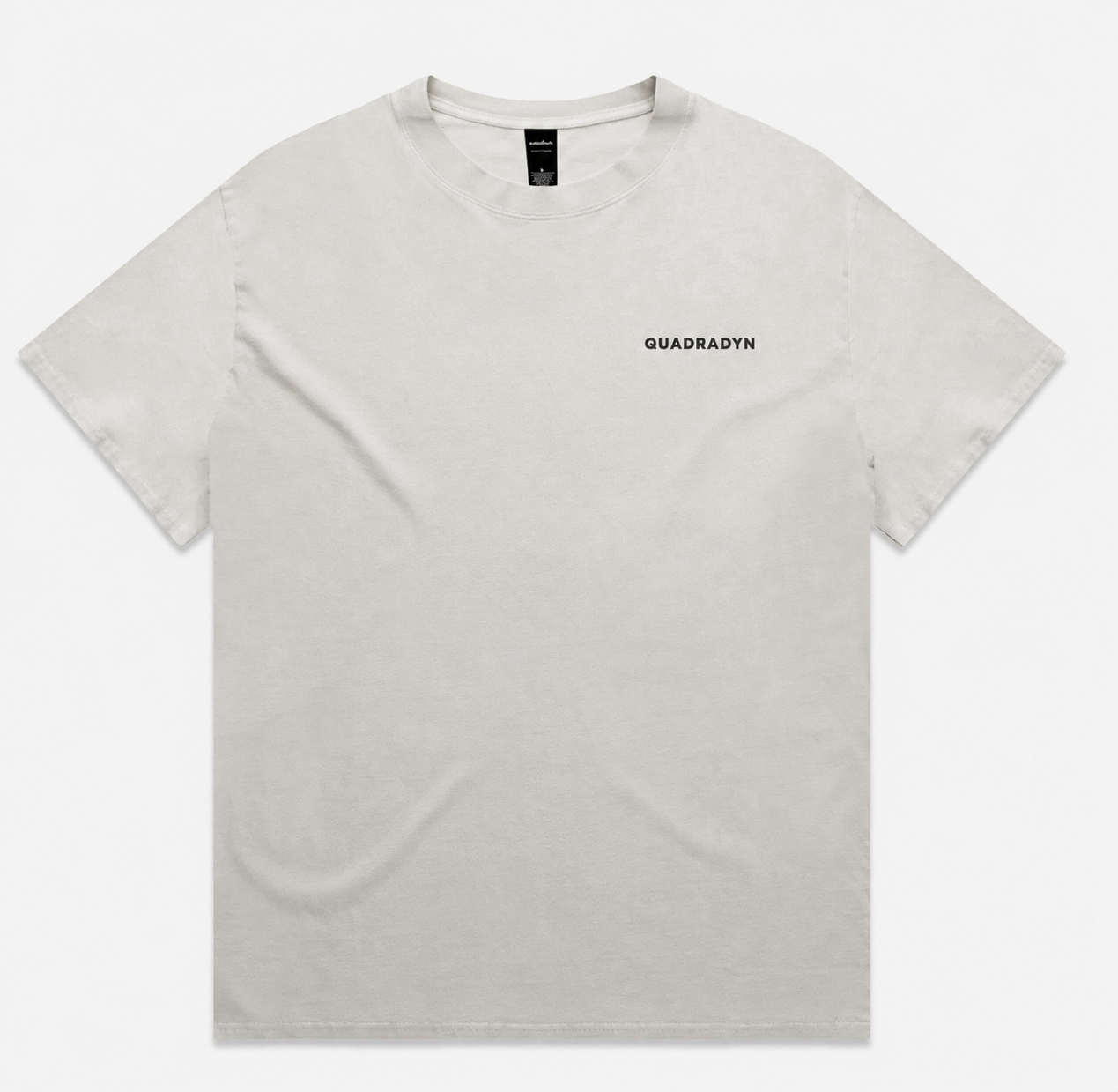 Quadradyn Heavy Faded Tee in off white, front view with QUADRADYN on the left chest